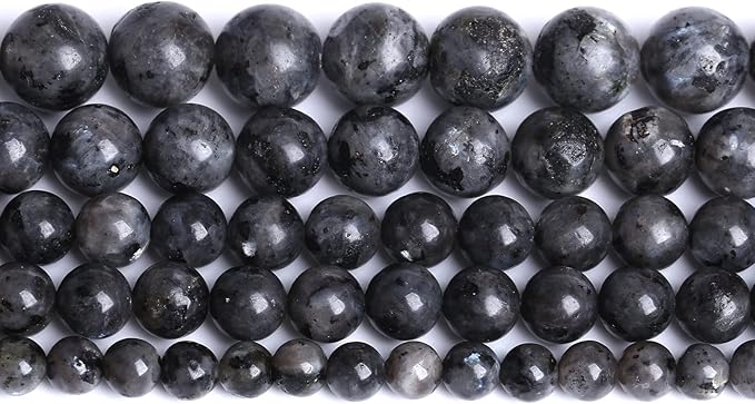 10mm 38pcs Natural Black Labradorite Stone Beads Round Larvikite Beads for Jewelry Making DIY Bracelet 15" Strand Wholesale (Black Larvikite Labradorite Beads, 10mm)