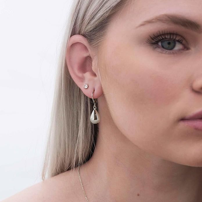 14K Gold Earring Cross Waterdrop Butterfly Heart Knot Earrings for Women Gold Silver Cross Leverback Drop Gold Silver Teardrop Hoop Dangle Earring White Gold Dangle Drop Earring