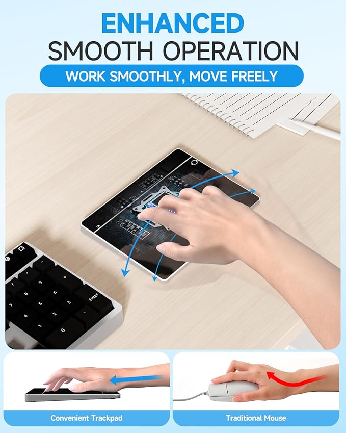 Wireless Bluetooth Trackpad for Windows 10/11, 3-in-1 Connectivity Modes, Support Multi-Touch Gestures, High Precision Control for PC & Laptop (Black)