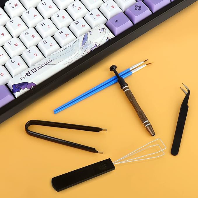 YIMAGUJRX RUNJRX Keyboard Lube Kit with Tweezers,Keycap Puller,Switch Puller,4-Claw Grabber,Lube Pen for Custom Keyboard, Keyboard Lube Tools