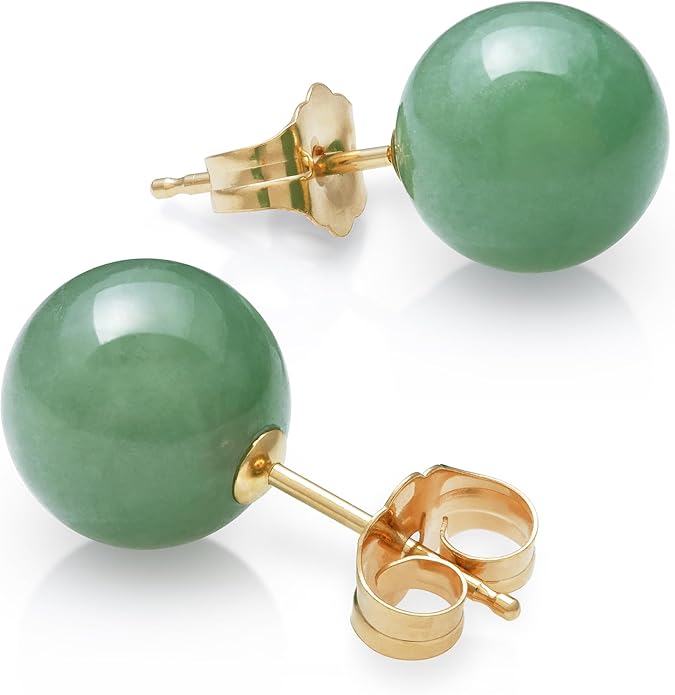 Belacqua Natural teardrop Jade Pendant Necklace for Women | 10K Gold 18" Rope Chain With Spring Ring Clasp | Jewelry for Her | Gift Box Included