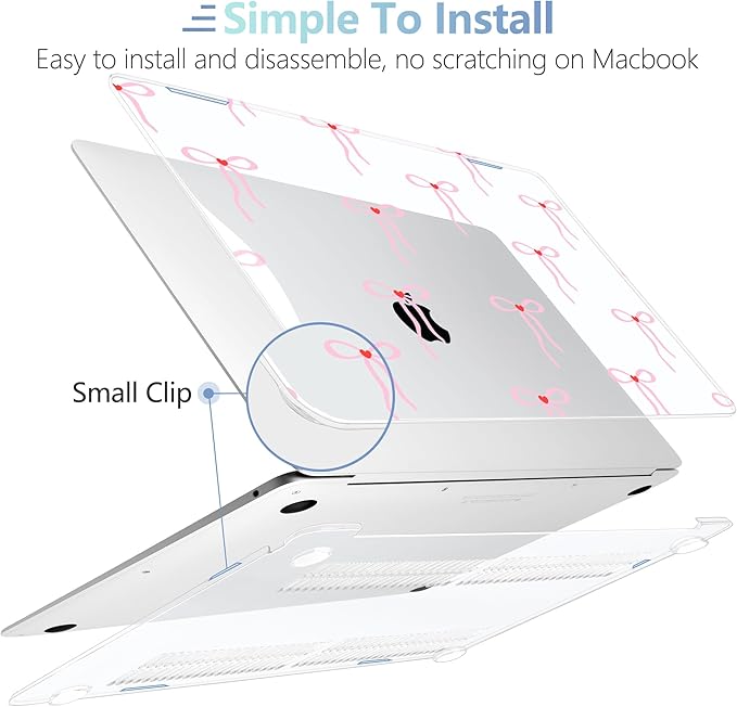 MEEgoodo for MacBook Air 13 inch Case 2021 2020 2019 2018 Released A2337 M1 A2179 A1932 with Touch ID, Plastic Hard Shell & Keyboard Cover Compatible with MacBook Air Case 13.3,Bows & Little Hearts