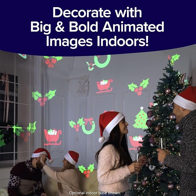 Star Shower Slide Show Christmas LED Projector, AS SEEN ON TV, Showcase Your Home with Full-Color Holiday, Remote Control, Use 2 or More for Spectacular Results, Includes 6 Christmas Slides