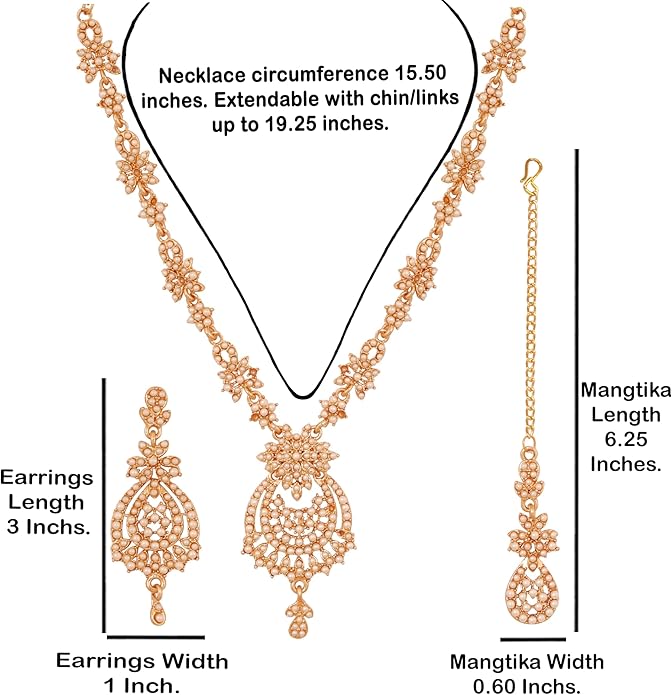 Touchstone Indian jewelry sets for women maang tikka wedding guest gold necklace bollywood jewellery set pageant elegant prom bride accessories western crystal chunky rhinestone necklaces
