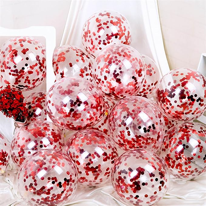 Red Table Confetti 0.59 inch Metallic Foil Confetti for Wedding Birthday Party Confetti Decoration (2.12 oz /1 pack)