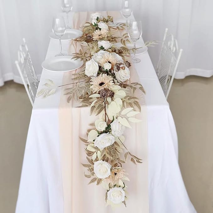 Roses Artificial Flowers White Combo Box Set Fake Flower Bulk with Stems for DIY Bridal Wedding Shower Decorations Faux Floral Arrangements for Party Table Centerpieces Home Decor Indoor