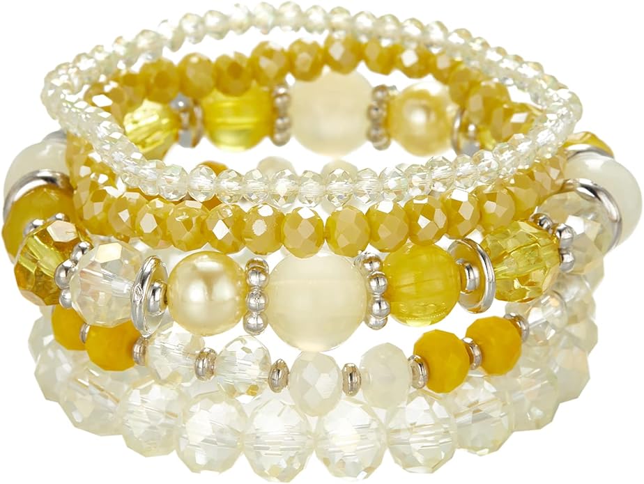 Noessla Beaded Boho Stretch Bracelet Colorful Stackable Crystal Beads Bracelets Trendy Costume Jewelry Mothers Day Gifts for Women