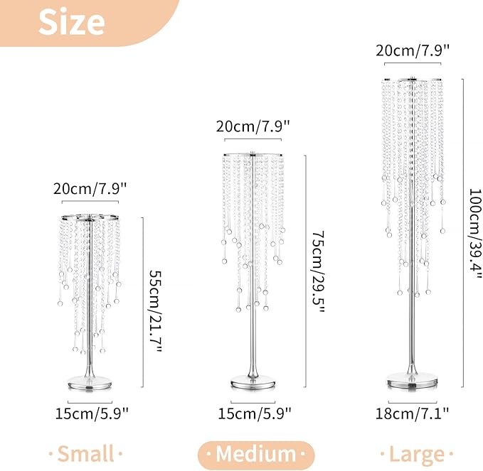 NUPTIO Silver Vase Wedding Centerpieces: 2 Pcs 29.5in Tall Crystal Flower Stand for Tables Elegant Metal Flowers Arrangement Vases for Weddings Birthday Party Anniversary Reception Home Decorations