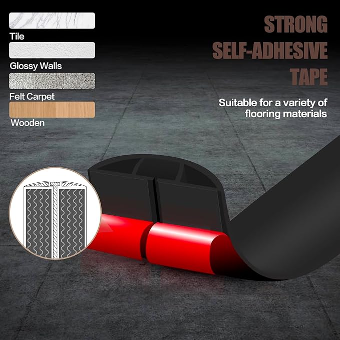 Floor Cord Cover Self Adhesive Cord Hider,10FT Cable Management, Extension Strip Protector for Wires, Prevent Cable Trips for Offices, Gyms, Exhibitions Cavity:0.39"(W) x 0.27"(H) Black