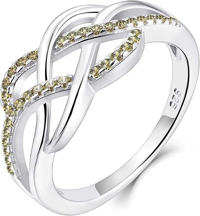 YL Celtic Knot Rings 925 Sterling Silver Twisted Knot Ring Birthstone Infinity Statement Jewelry for Women-size5