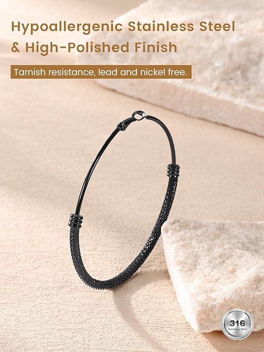 KeyStyle Mesh Hoop Earrings for Women, Stainless Steel Gold Hoops Earring Lightweight Loops, 2MM Thick Hypoallergenic Circle Endless Hollow Hoop 20mm-80mm