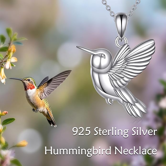 YFN 925 Sterling Silver Hummingbird/Cardinal/Cat Necklace for Women Animal Pendant with Adjustable 18"+2" Chain Jewelry Gift for Christmas, Valentine's Day, Mother's Day, Birthday-Gift Box Included
