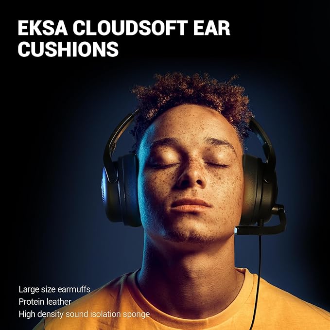 EKSA Headset with Microphone for PC, Computer Headphones with Noise Cancelling Microphone, Over-Ear All Day Comfortable, Immersive Sound 3.5mm Wired Gaming Headset for Laptop/Xbox/Switch/PS4/PS5