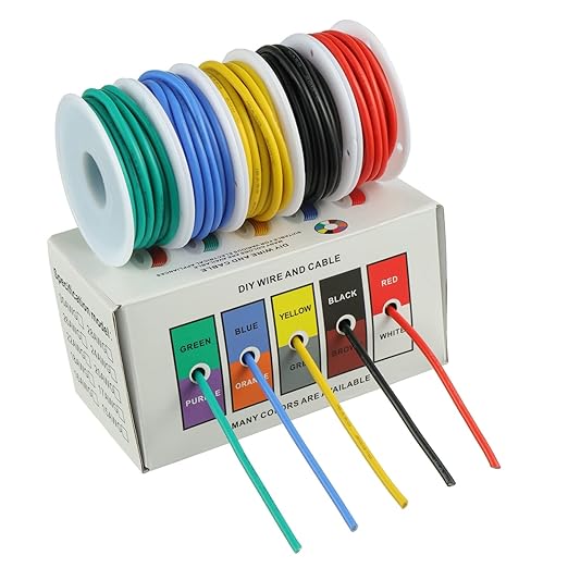 BOJACK 16 AWG Flexible Silicone Wire Electric Wire Hook up Wire Kit 300V Cables with Plus 20 φ4mm Heat Shrink Tubings and a Mini Wire Stripper(5 Colors 13.12Ft Each Color, 16AWG)