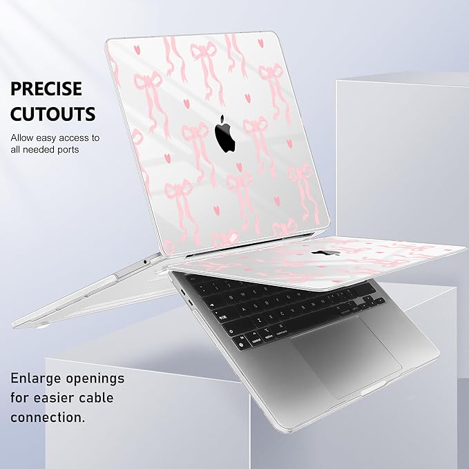 Case for MacBook Pro 13 inch with/Without Touch Bar (2016-2022, M2 A2338 M1 A2289 A2251 A2159 A1989 A1706 A1708), Hard Shell + Keyboard Cover + Dust Plug, Bow