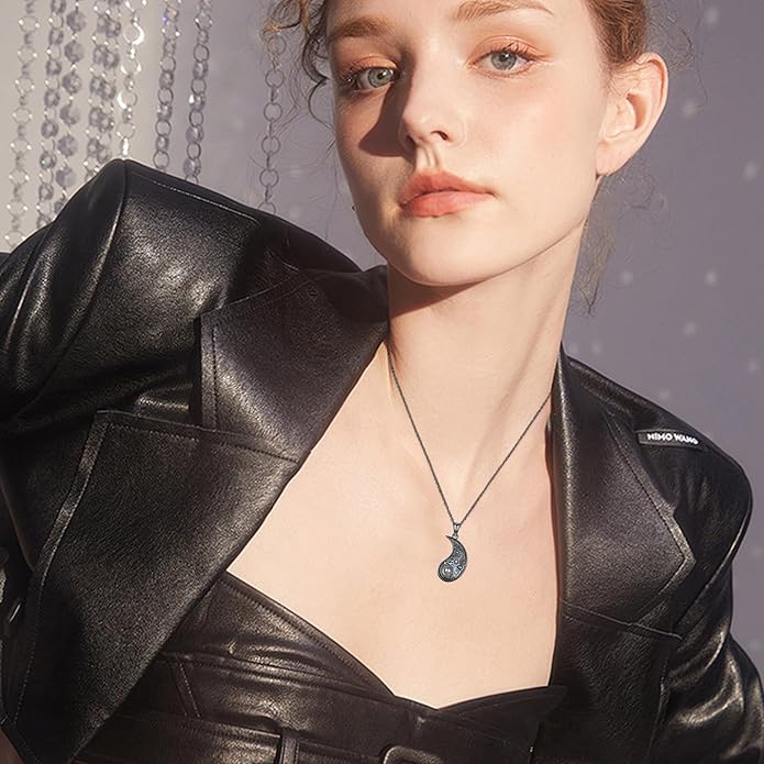 MEDWISE Butterfly Flower Yin Yang Necklace Double S925 Sterling Silver Sun Moon Pendant Partner Friendship Couples BFF Pendant Necklace Yin Yang Jewelry Matching Set for Her Women