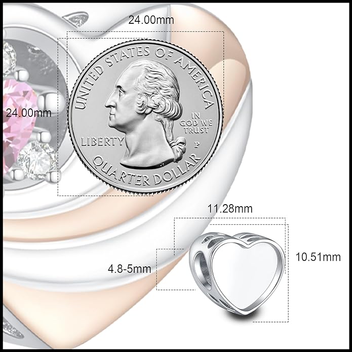 Annmors Personalized Photo Charm for Bracelet Necklaces,925 Sterling Silver Charm Love Heart Shaped Engraved Customize Picture Gift for Birthday Mother's Day Christmas,Bead Charms Jewelry for Women