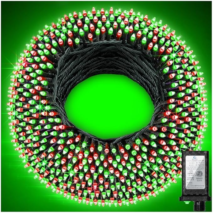 750 LED 240FT Christmas String Lights Outdoor, 12 Pro Modes and Timer Memory & Brightness, Plug in Waterproof Dark Green Wire Twinkle Light for for Xmas Yard Tree Wedding Party Decor (Red & Green)