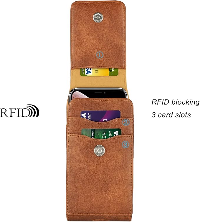 Phone Holster for Samsung Galaxy S24 S23 S22 S21 S20 FE S10 S9 A51 A52 A53 Note 20 Note 10 Plus LG Stylo 5 PU Leather Case Pouch Belt Phone Holder with Belt Clip,Brown