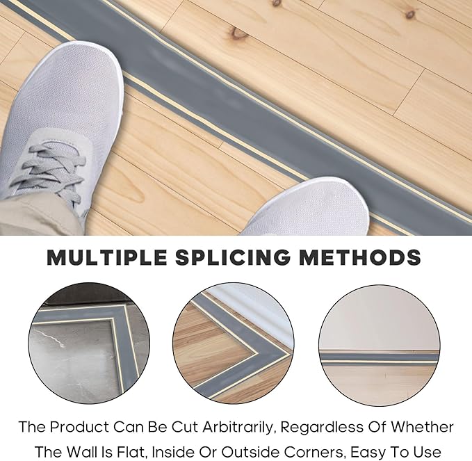 10ft Large Grey Floor Cord Cover, Self-2" (W) x 0.6"(H), Cable Cavity:0.8"(W) x 0.4"(H), Adhesive Power Cable Protector, Silicone Cord Protector, Cord Management, Cord Concealer and Cable Hider