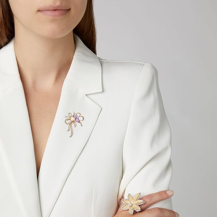 Flower Brooch for Women Rhinestone Flower Brooch Pins Floral Brooches Jewelry Gift for Mom Wife