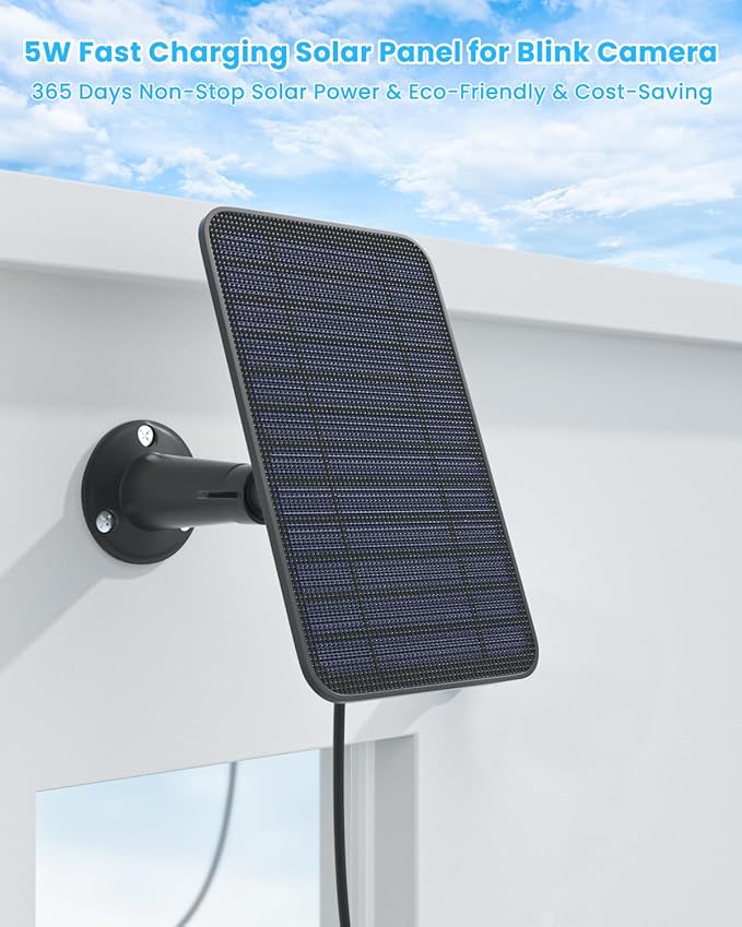 5W Solar Panel for Blink Camera Outdoor, Solar Panel Charger Compatible with Blink Outdoor 4 (4th Gen) Camera, Solar Panel w/Battery for Blink Camera, 9.8ft Cable Rubber Plug IP65 Waterproof, 3 Pack