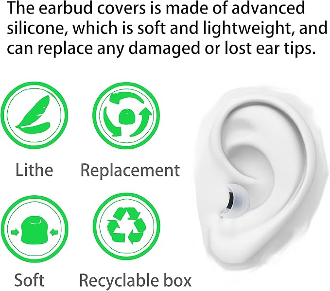 Replacement Earbud Tips Silicone Earbud Covers Fit Most in-Ear Earbuds(Inner Hole 3.8mm -5.1mm) Headphone Ear Tips Earbuds Rubber Tips 9 Pairs S M L
