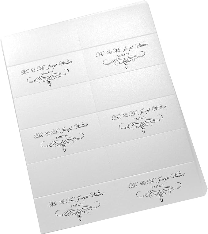 Decadent Flourish Printable Place Cards, Black (Choose Color), Set of 60 (10 Sheets), Laser & Inkjet Printers - Wedding, Party, Dinner, and Special Events - Made in the USA