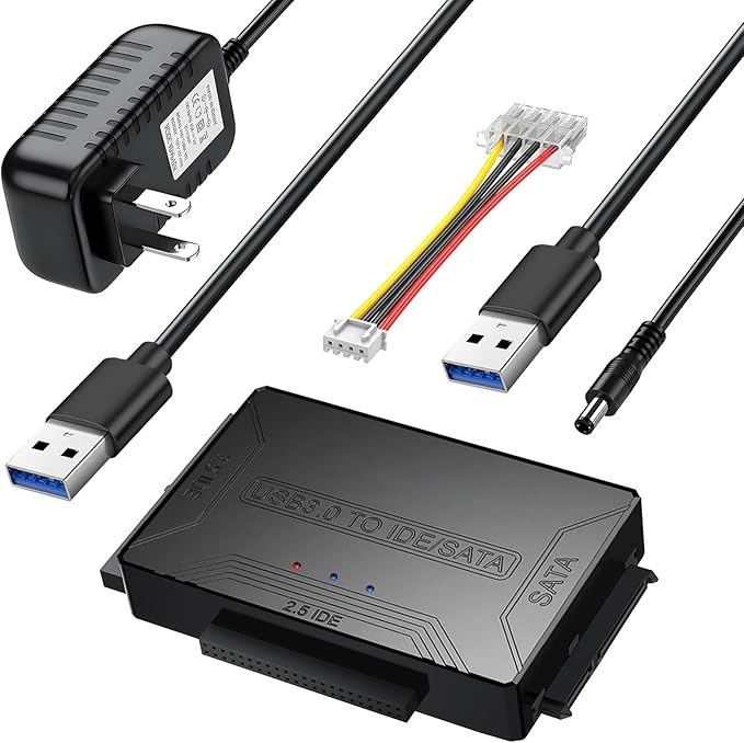 USB 3.0 to SATA IDE Adapter，Hard Drive Reader,IDE Sata to USB External Data Recovery Converter,for Universal 2.5 3.5 HDD SSD Hard Drive Disk