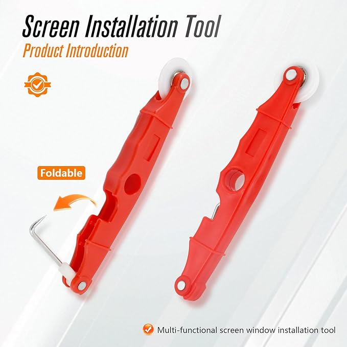 Screen Repair Tools, 6 in 1 Window Screen Installation Kit Include Screen Roller Spline Roller Tool, Spline Removing Hook, Rubber Strip Shovel for Installing and Replacing Window Patio Sliding Door