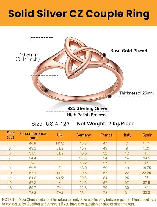 Bestyle 925 Sterling Silver Ring for Women, Minimalist Claddagh Ring Celtic Knot Ring for Women, Irish Promise Wedding Band, Gold/Rose Gold Vermeil Women Band Ring, Stackable, Gift for Her