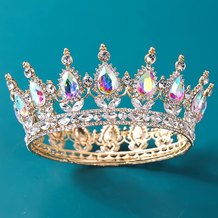 FORSEVEN Queen Crown Rhinestone Wedding Crowns and Tiaras for Women Costume Party Hair Accessories Princess Birthday Crown Crystal Bridal Crown Halloween Decorations Headband