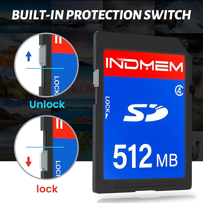 INDMEM SD Card 512MB, 6 Packs Class 4 512MB Flash Memory Card MLC Standard Secure Digital Cards Camera Cards