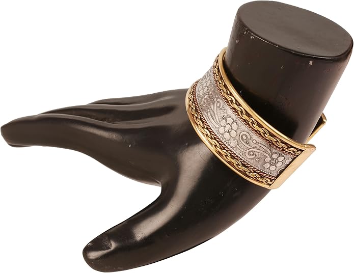 Touchstone Indian Bollywood Handcrafted Slip In Easy To Wear Stylish Wrist Enhancer Designer Broad Jewelry Cuff Bracelet For Women and Men.