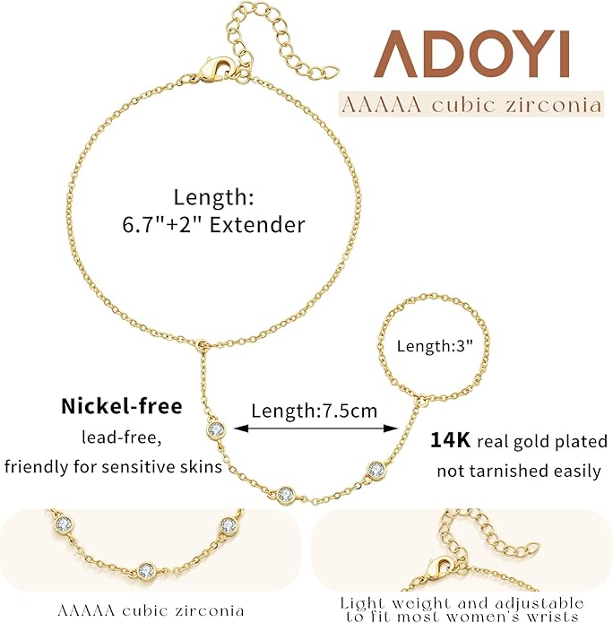 adoyi Valentines Day Gifts for Her Gold Bracelets for Women, 14K Gold Plated Stackable Bracelet Stack Set Adjustable Charm Paperclip Chain Cuban Link Layered Waterproof Jewelry Sets Gifts for Womens