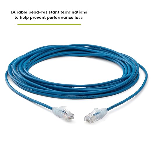 TRUECABLE Cat6 Component Rated Patch Cable, Unshielded (U/UTP), 25ft, Blue, 28AWG Solid Copper, Snagless 10G High-Speed Ethernet Cable, PoE++ 4PPoE 100W, UL Listed, RoHS-3, 1 Pack