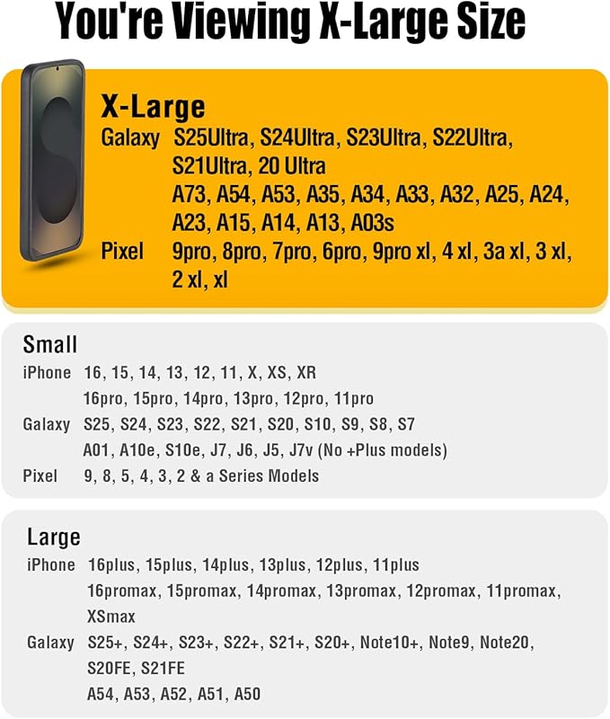 Holster for Samsung Galaxy Ultra S25 S24 S23 S22 S21 Note 20, Google Pixel 8 9 Pro XL – Extra Large Cell Phone Belt Holder Case with Clip, ID Card Pouch - Black