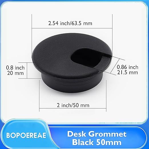 Desk Grommet 2" (50 mm), Desk Cord Hole Cover, Cable Grommet ABS Plastic, Desk Hole Grommet for Office and Home Table Cable, Detachable Cable Cord Organizer (Light Grey 2 Pcs)