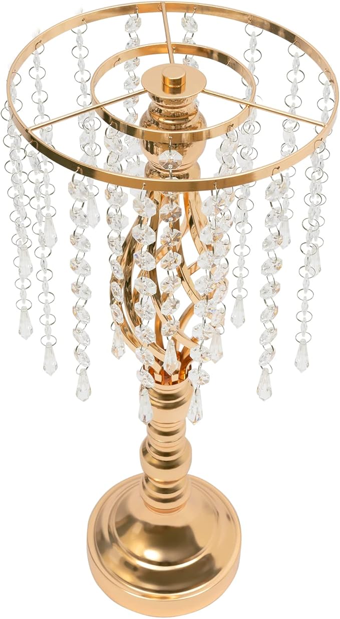 Wedding Centerpieces Gold Vases,10PCS Metal Flower Candle Holder with Sparkling Crystal Beads,Crystal Flower Vase Metal Flowers Stand for Party Tables Decorations (10PCS-Gold-15)