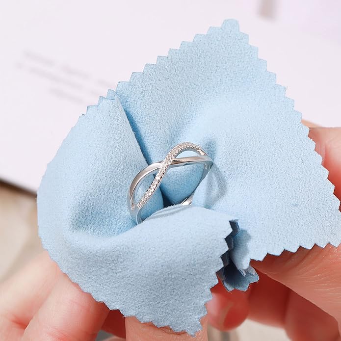 OOOPEL Sterling Silver Adjustable Ring S925 Silver Rings for Women Cubic Zirconia Twist Love Knot Dainty Ring Silver Minimalist Open Finger Rings Silver Thumb Sterling Silver Ring