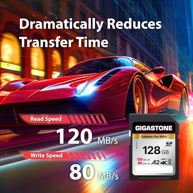 [5-Yrs Free Data Recovery] GIGASTONE 128GB SD Card 2-Pack, 4K Camera Pro MAX, A2 4K SDXC Memory Card High Speed 4K UHD Video Compatible with Canon Kodak Digital Camera, with 2 Mini case