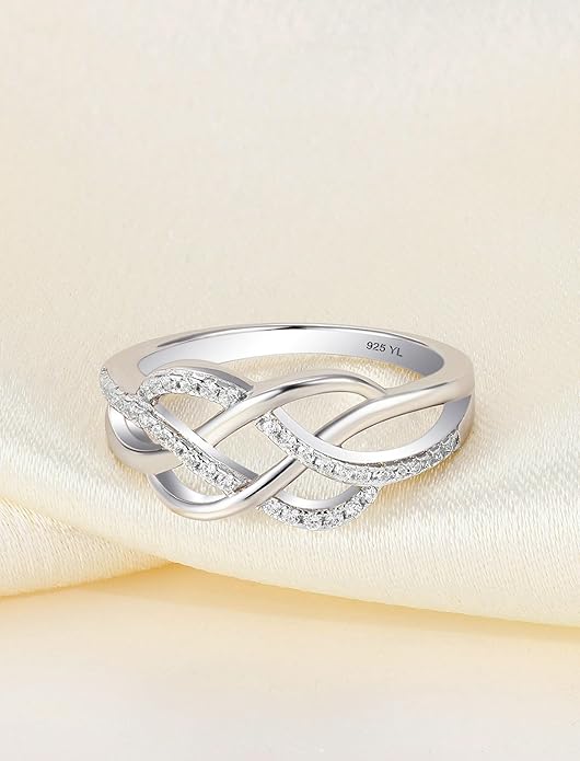 YL Celtic Knot Rings 925 Sterling Silver Twisted Knot Ring Birthstone Infinity Statement Jewelry for Women-size5