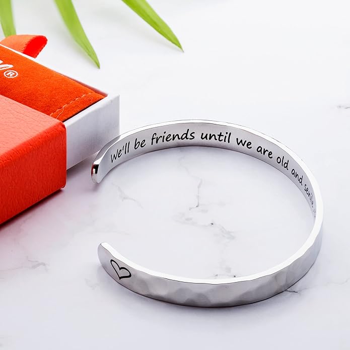 Carviell Engraved Cuff Bracelets for Women – Inspirational, Friendship, Love, Mom, Daughter, Sister, Christian, Graduation, Memorial & Wedding Gifts – 80+ Phrases – Stainless Steel, Gift-Ready