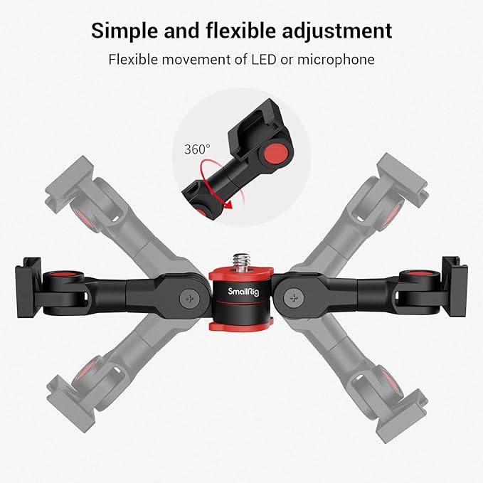 Dual Cold Shoe Mount by SmallRig, Extension Bar Universal Cold Shoe Adapter with 1/4" Thread Holes, for Microphone,Led Video Light, Audio Recorder Monitors-3483B