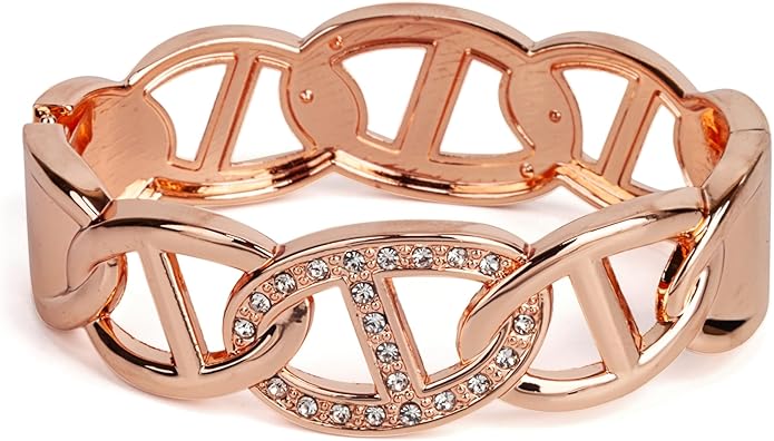 SPUNKYsoul Chain Link Buckle With Rhinestones Cuff Bracelet in Gold, Silver Rose Gold and Gun Metal for Women