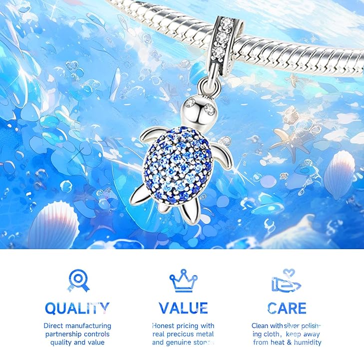 925 Sterling Silver Charms Bead for Bracelets Necklaces, Star Moon Crescent Sun Solar Pendent, Blue Ocean Starfish Shells Turtle Crab Starry Sea Cute Jewelry Birthday Gifts for Women Men