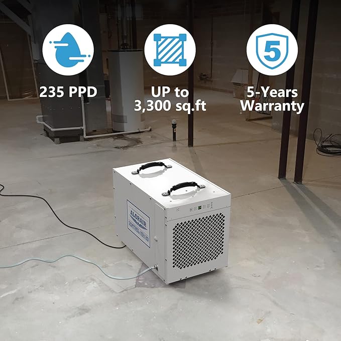 ALORAIR Sentinel HDi120 Commercial Dehumidifier with Pump, 235 Pints Whole Homes Dehumidifier for Crawl Spaces, Basements, up to 3,300 sq. ft. cETL
