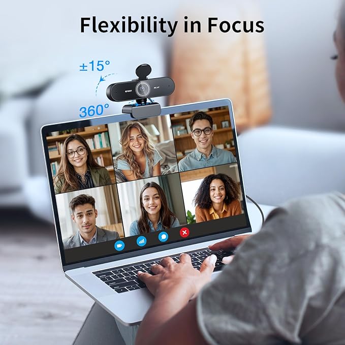 EMEET NOVA 4K Webcam for PC - Ultra 4K HD, PDAF Autofocus, Dual Noise-Cancelling Mics, 73° FOV, Auto Light Correction, USB-A, Privacy Cover, Ideal for High-End Business Meetings&Live Streaming