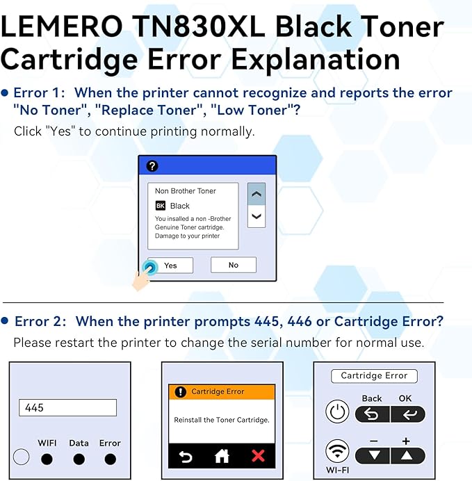 LEMERO Compatible Toner Cartridge Replacement for Brother TN830XL TN830 XL High Yield Toner Cartridge Work with DCP-L2640DW HL-L2460DW HL-L2480DW HL-L2405W MFC-L2820DW Printer 830XL 4-Black