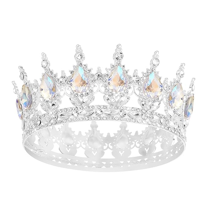 Queen Crown Rhinestone Wedding Crowns and Tiaras for Women Costume Party Hair Accessories Princess Birthday Crown Crystal Bridal Crown (Silver Crown-Moonlight)